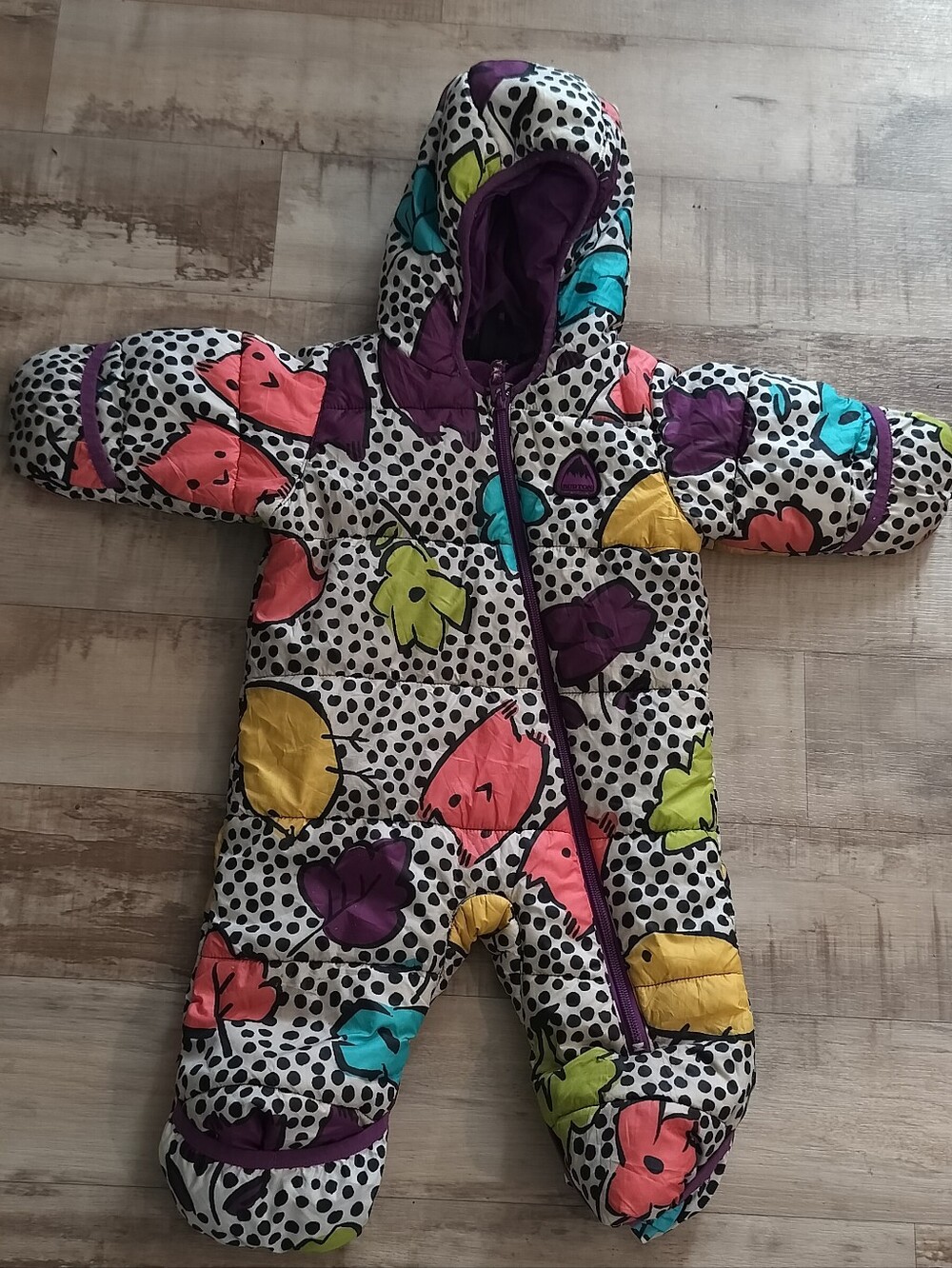 Kids Polka Dot Floral Puffer One-Piece - Multicolor